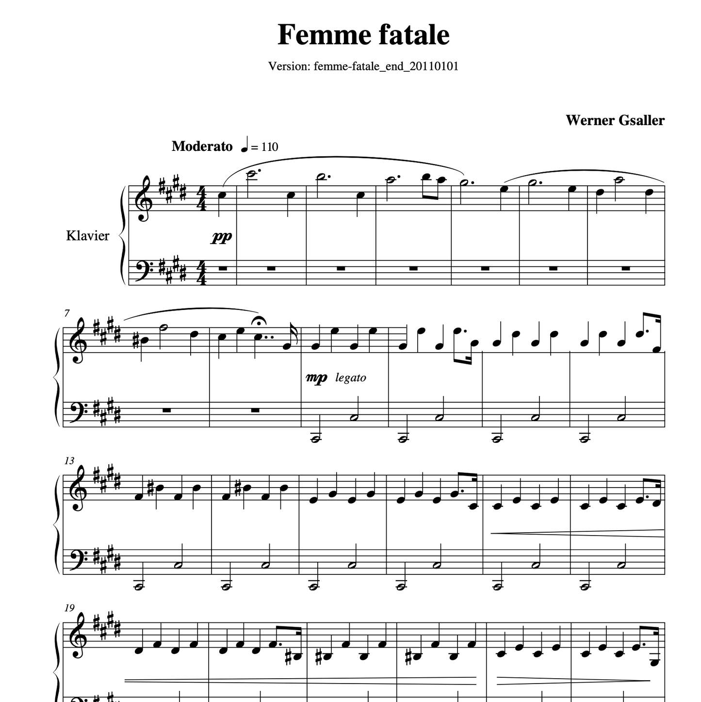 Femme Fatale - Sheet Music