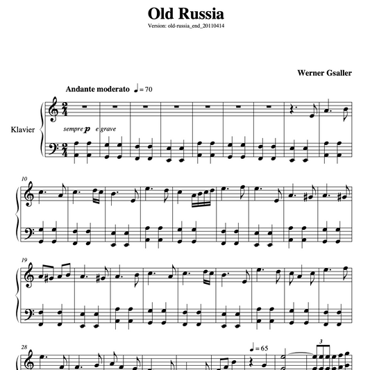 Old Russia - Sheet Music