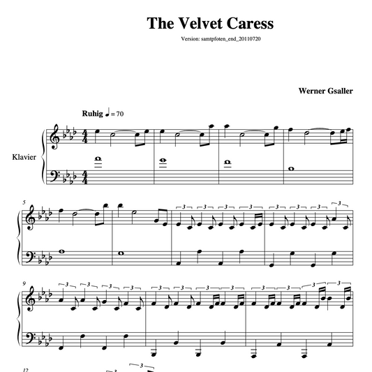 The Velvet Caress - Sheet Music