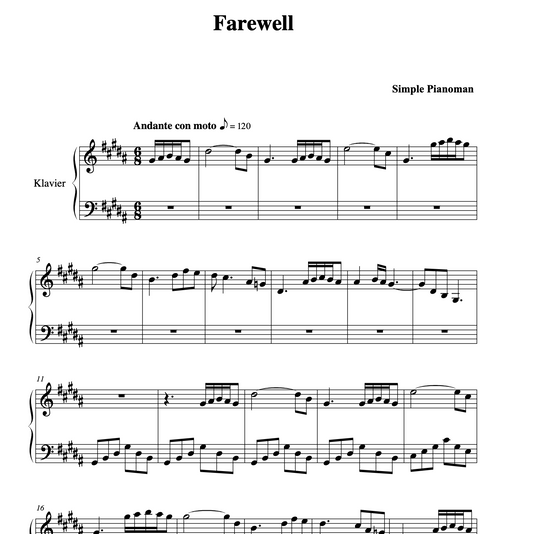 Farewell - Sheet Music