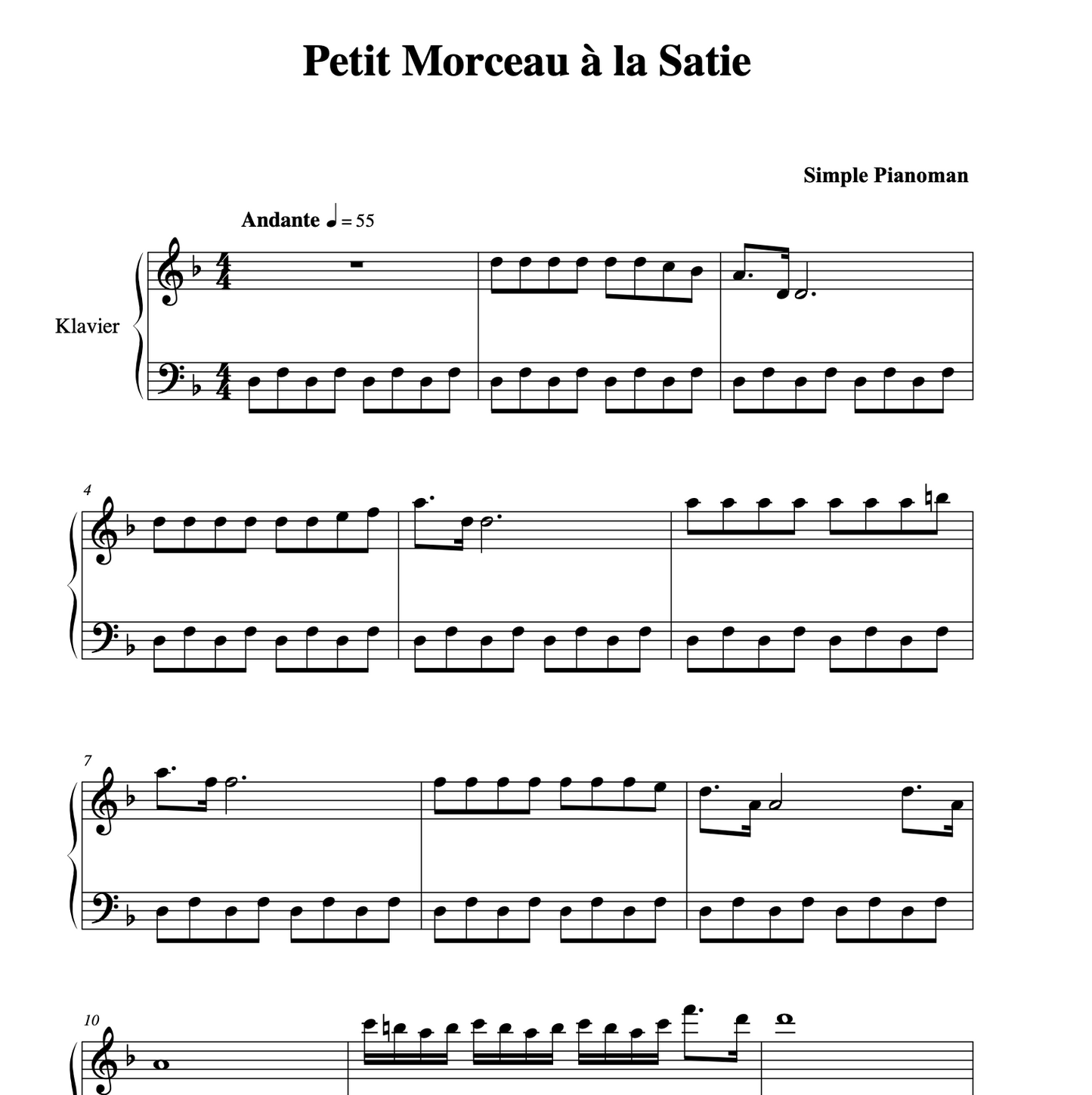 Petit Morceau à la Satie - Sheet Music