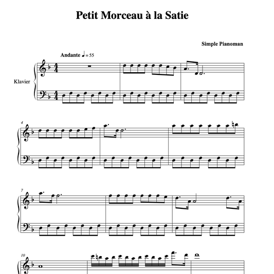 Petit Morceau à la Satie - Sheet Music