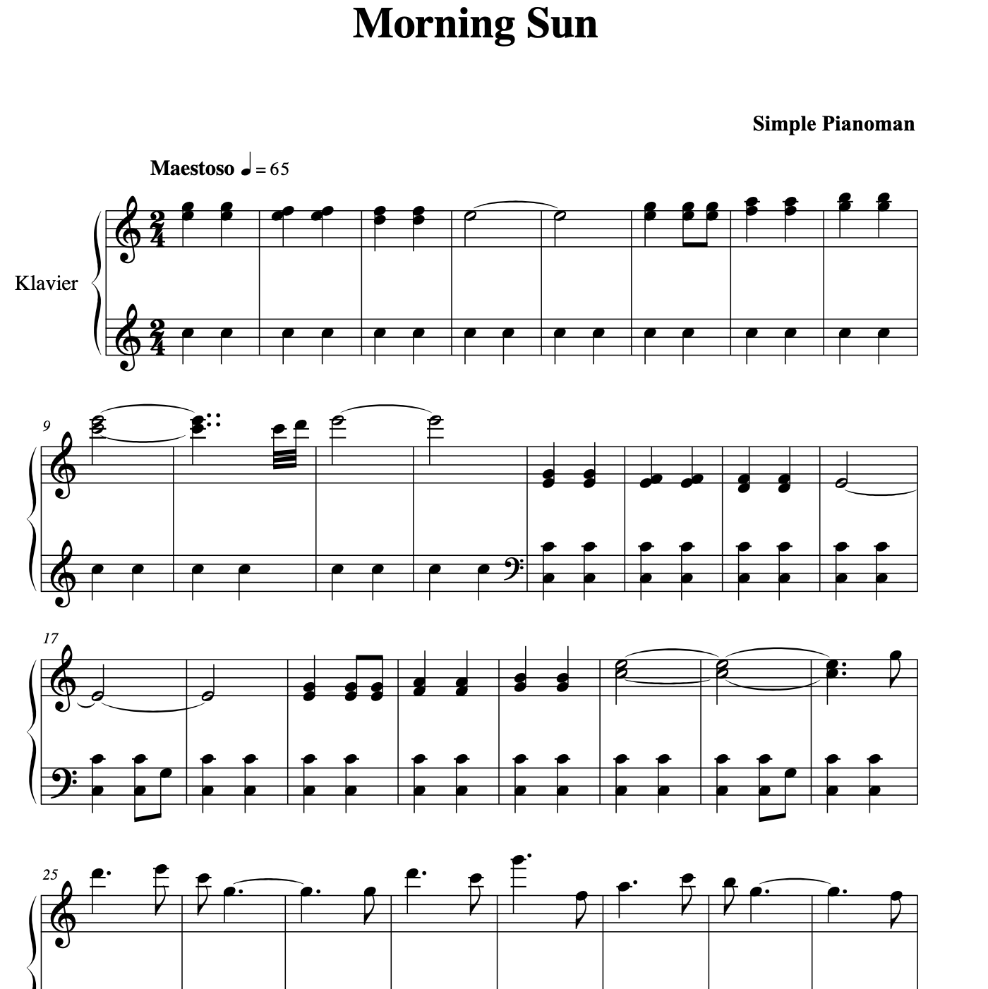 Morning Sun - Sheet Music